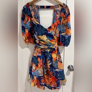 Anthropologie Puff-Sleeve Tiger Print Mini Dress Size Large (NWT)